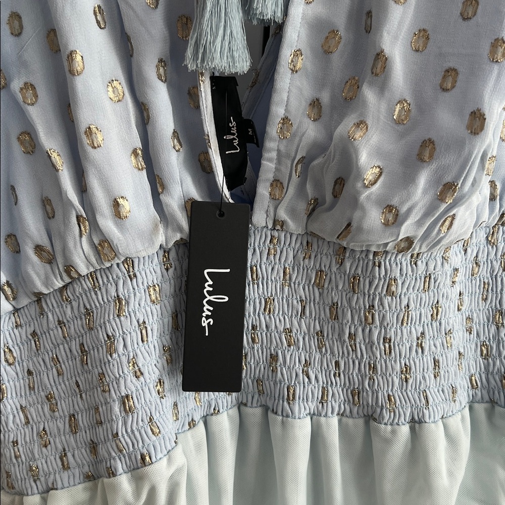 Lulu's Sky Blue Bodysuit with Silver Accents